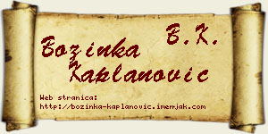 Božinka Kaplanović vizit kartica